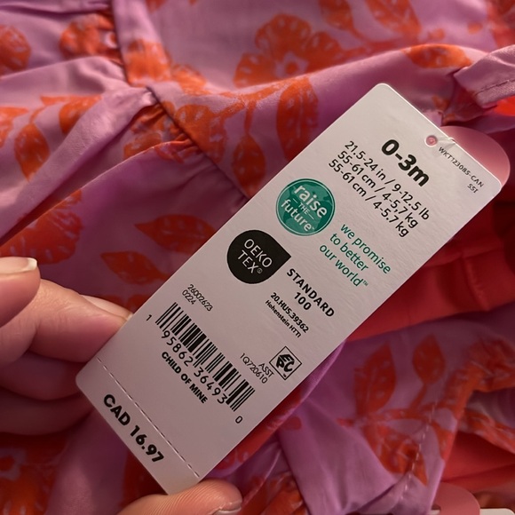 NWT Carter's Child of Mine IG 3pc Set 0-3 months - Pink Orange Flower - Picture 6 of 6